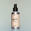 A bottle of Temple Smoke full-size Beard Oil with a pump dispenser against a grey background.