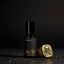 Black Sails Eau de Parfum bottle by Beardbrand on a dark surface with scattered black grains and a gold skull-and-crossbones ring beside it. Image suggests a bold maritime fragrance with notes of tobacco, bourbon, spice, and ambergris.